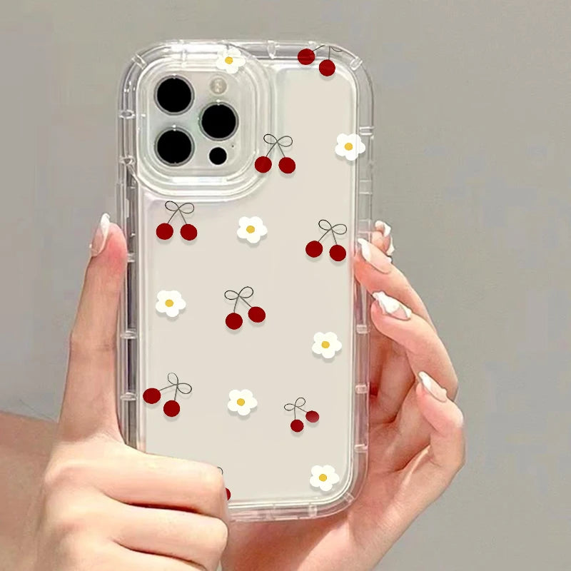 Transparent Fruit Soft Clear Phone Case For iPhone 11 15 13 17 12 14 16 Pro Max 7 8 Plus X XR XS SE 2020 3 TPU Shockproof Cover