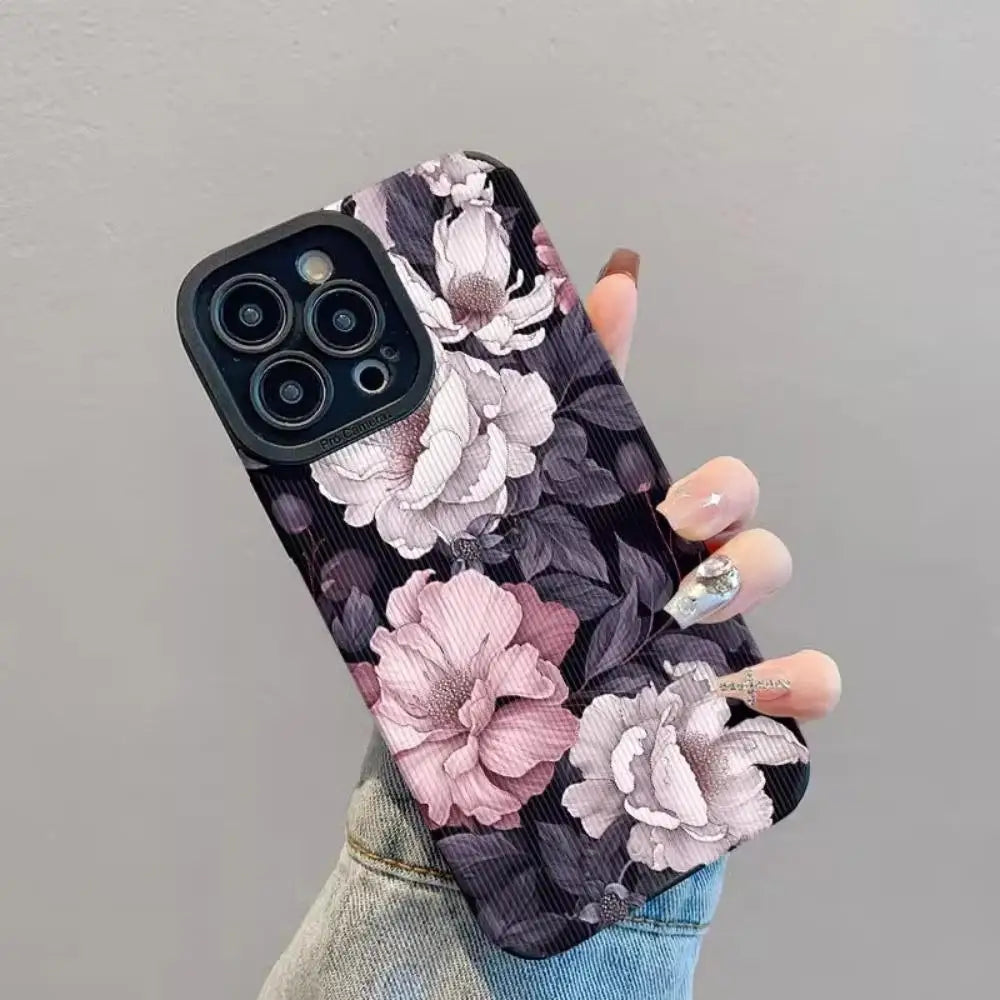 Flower Pattern Phone Case, Cover for IPhone 16 Pro Max 15 Pro 14Plus 13 12 11 XR X/XS Smartphone Shockproof Anti-slip Soft TPU