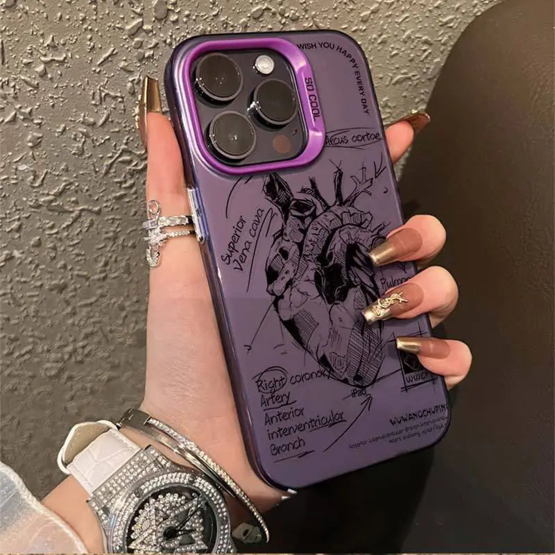 Heart Analysis Trend Phone Case for OPPO A16 A17 A18 A31 A37 A38 A55 A57 A58 A74 A76 A78 A94 A98 4G 5G Matte Shockproof Cover