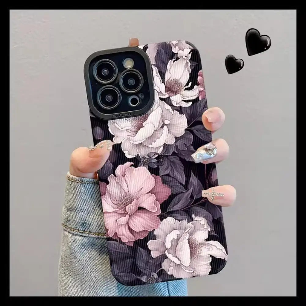 Flower Pattern Phone Case, Cover for IPhone 16 Pro Max 15 Pro 14Plus 13 12 11 XR X/XS Smartphone Shockproof Anti-slip Soft TPU