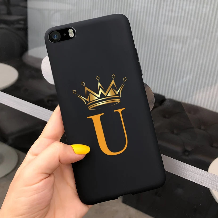 For iPhone 5 5s SE Case Cute Crown Letters Cover Soft Silicone Phone Case For iPhone SE 2020 2022 iPhone5 iPhoneSE Fundas Bumper