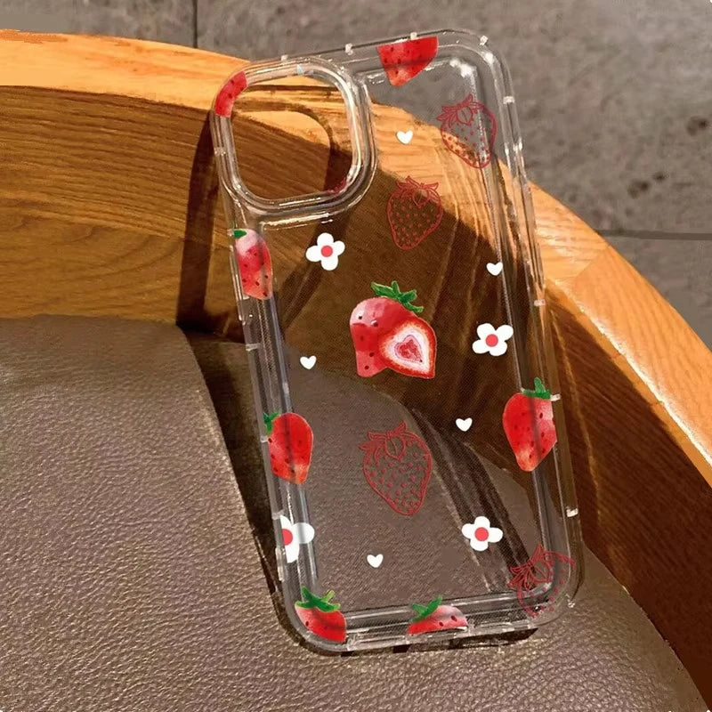 Transparent Fruit Soft Clear Phone Case For iPhone 11 15 13 17 12 14 16 Pro Max 7 8 Plus X XR XS SE 2020 3 TPU Shockproof Cover