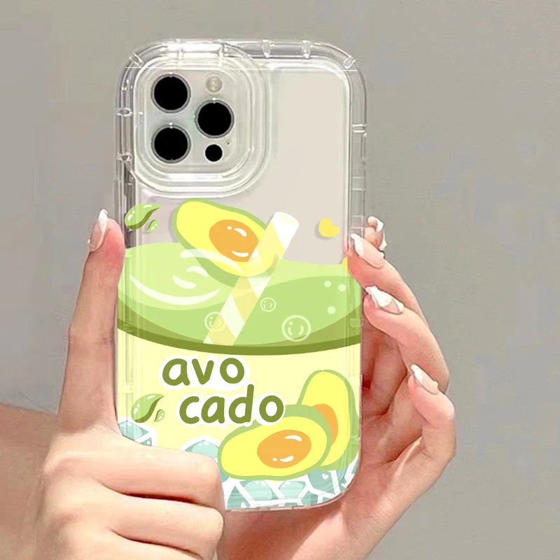 Transparent Fruit Soft Clear Phone Case For iPhone 11 15 13 17 12 14 16 Pro Max 7 8 Plus X XR XS SE 2020 3 TPU Shockproof Cover