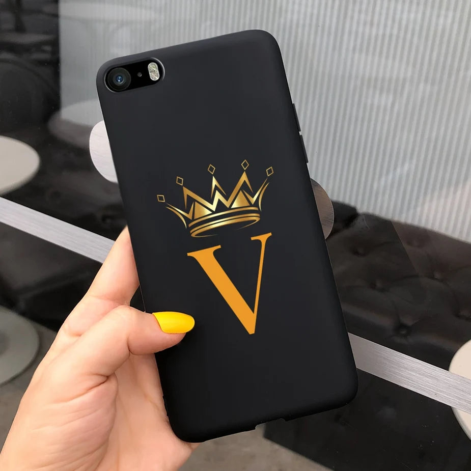 For iPhone 5 5s SE Case Cute Crown Letters Cover Soft Silicone Phone Case For iPhone SE 2020 2022 iPhone5 iPhoneSE Fundas Bumper
