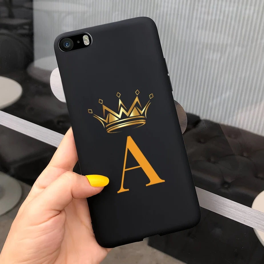 For iPhone 5 5s SE Case Cute Crown Letters Cover Soft Silicone Phone Case For iPhone SE 2020 2022 iPhone5 iPhoneSE Fundas Bumper