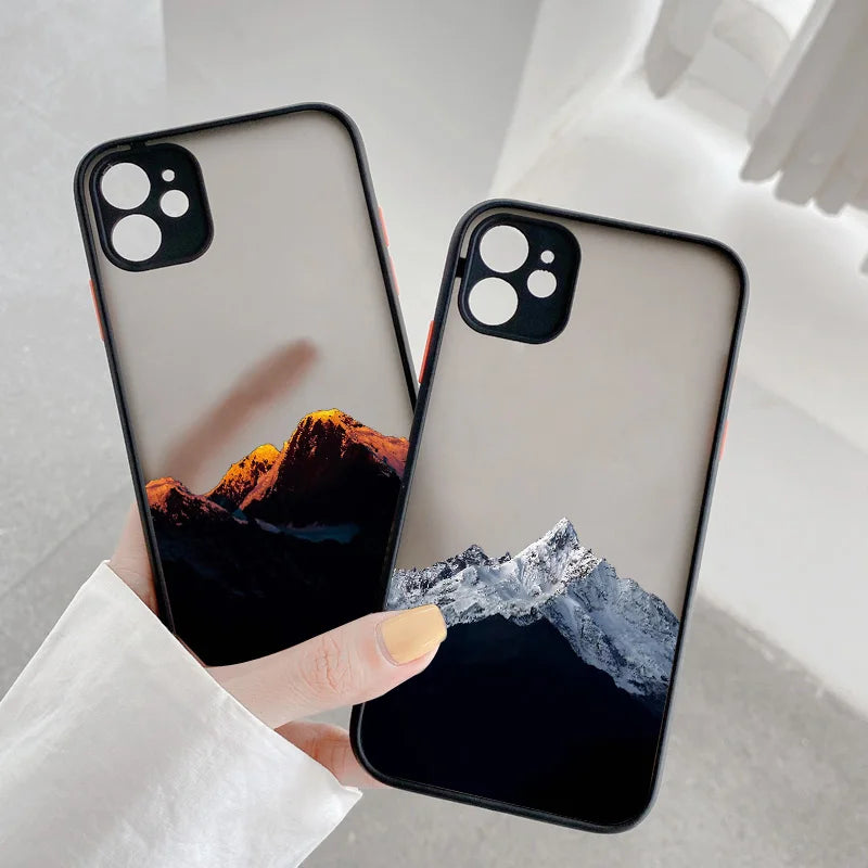 Snow Mountain Phone Case for iPhone 7 8 Plus SE2 X XR XS MAX 12 13 14 15 mini 11 Pro Max Matte Back Shockproof Covers Fundas