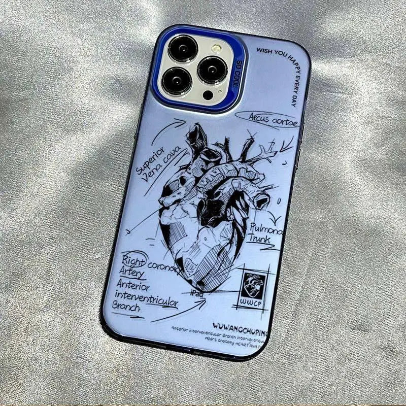 Heart Analysis Trend Phone Case for OPPO A16 A17 A18 A31 A37 A38 A55 A57 A58 A74 A76 A78 A94 A98 4G 5G Matte Shockproof Cover