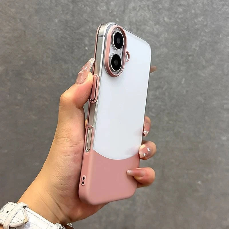 Transparent Hit Color 2 in 1 Phone Case for iPhone Simple New Models Shockproof Clear Hard PC Cover 16 Pro 15pro max 15 14 13 12