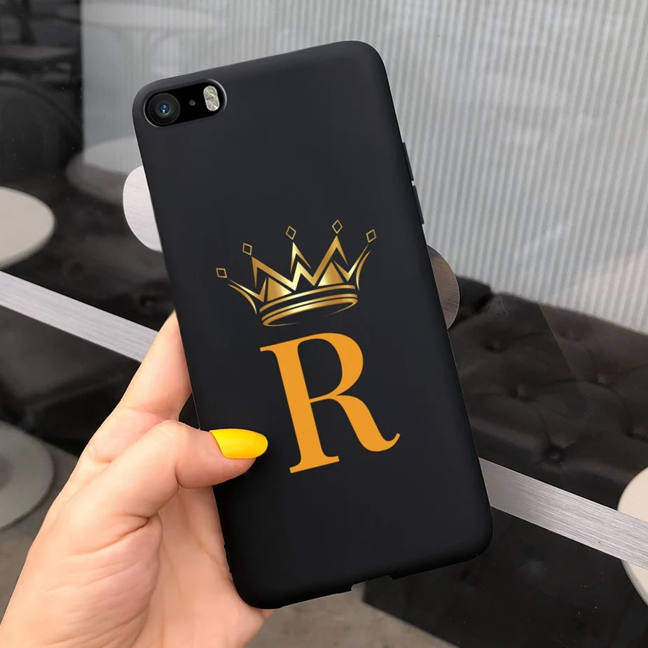 For iPhone 5 5s SE Case Cute Crown Letters Cover Soft Silicone Phone Case For iPhone SE 2020 2022 iPhone5 iPhoneSE Fundas Bumper