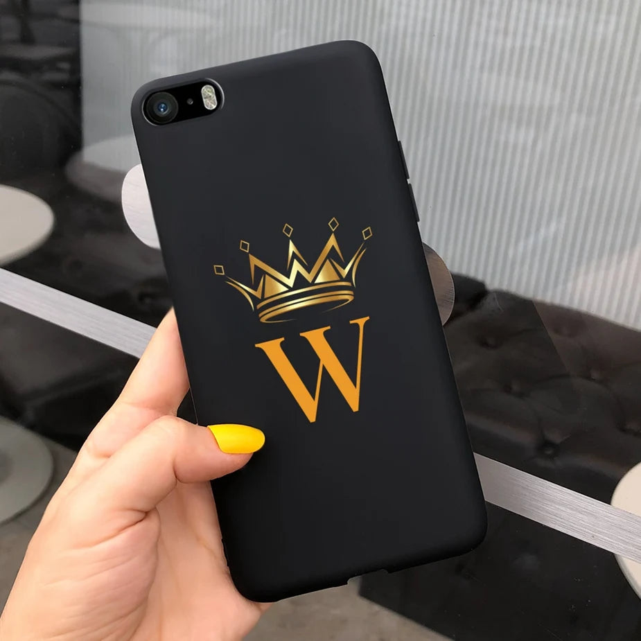 For iPhone 5 5s SE Case Cute Crown Letters Cover Soft Silicone Phone Case For iPhone SE 2020 2022 iPhone5 iPhoneSE Fundas Bumper