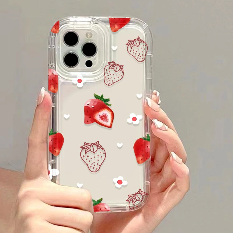 Transparent Fruit Soft Clear Phone Case For iPhone 11 15 13 17 12 14 16 Pro Max 7 8 Plus X XR XS SE 2020 3 TPU Shockproof Cover