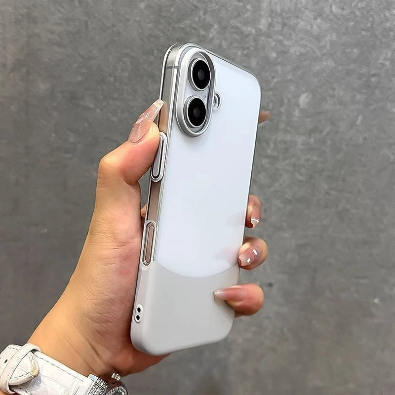 Transparent Hit Color 2 in 1 Phone Case for iPhone Simple New Models Shockproof Clear Hard PC Cover 16 Pro 15pro max 15 14 13 12