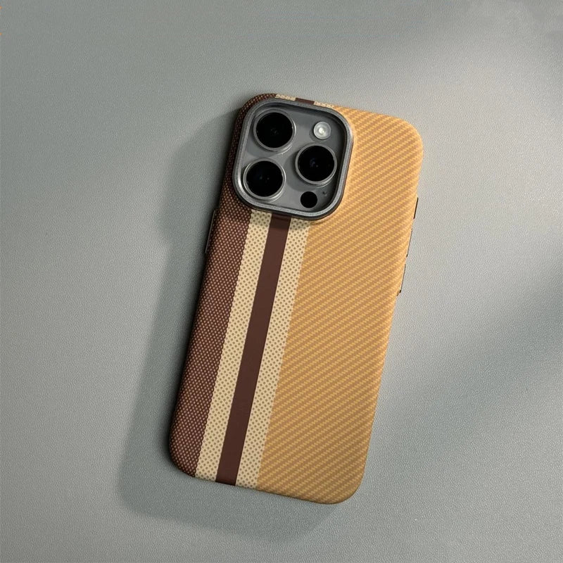 Carbon Fibre Wireless Charging for MagSafe Phone Case for iPhone 17 Pro 16 14 15Pro Max 15 13 12 Alloy Lens Hit Color Hard Cover