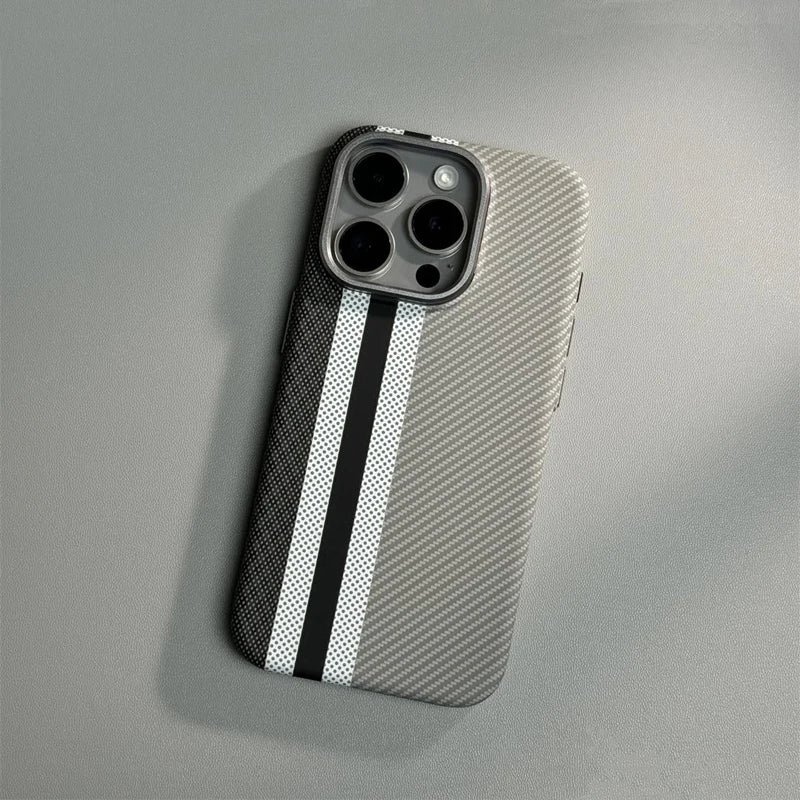 Carbon Fibre Wireless Charging for MagSafe Phone Case for iPhone 17 Pro 16 14 15Pro Max 15 13 12 Alloy Lens Hit Color Hard Cover