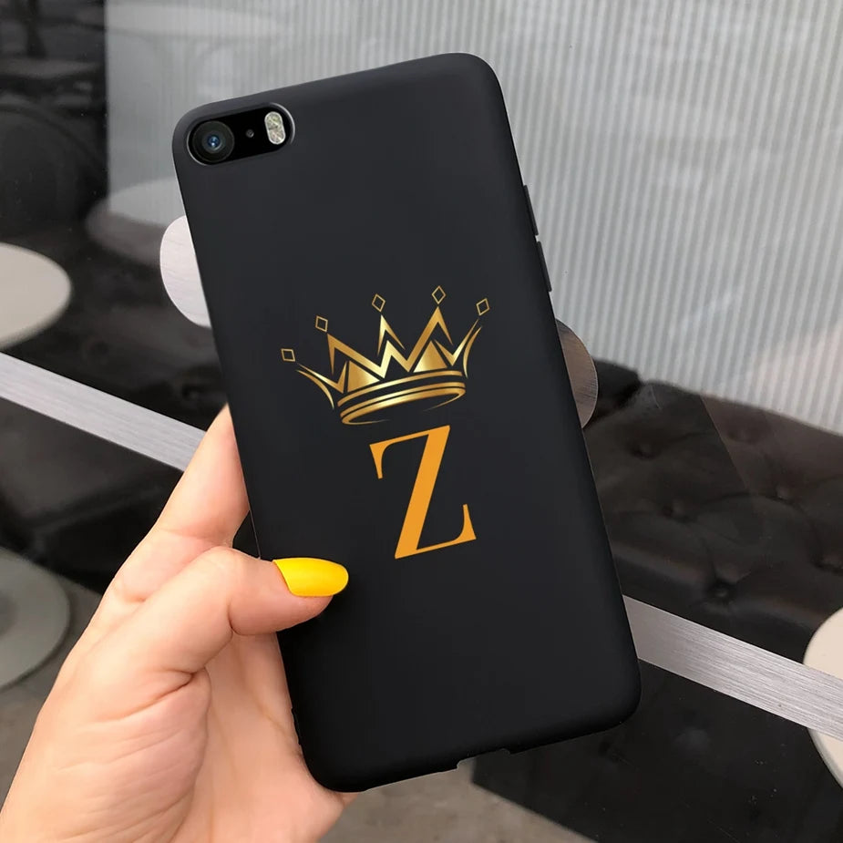 For iPhone 5 5s SE Case Cute Crown Letters Cover Soft Silicone Phone Case For iPhone SE 2020 2022 iPhone5 iPhoneSE Fundas Bumper