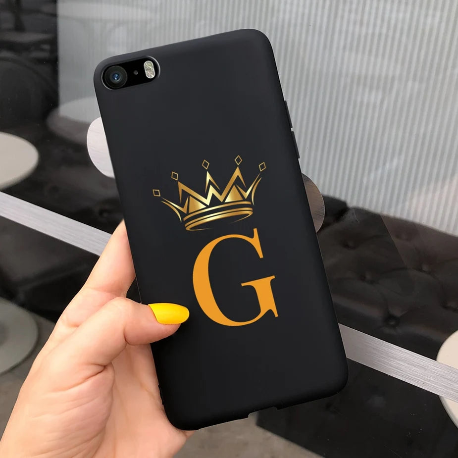 For iPhone 5 5s SE Case Cute Crown Letters Cover Soft Silicone Phone Case For iPhone SE 2020 2022 iPhone5 iPhoneSE Fundas Bumper