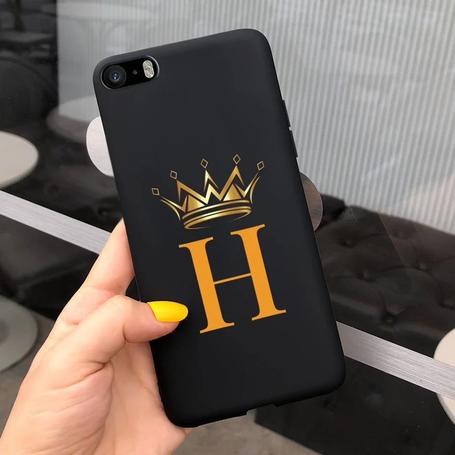 For iPhone 5 5s SE Case Cute Crown Letters Cover Soft Silicone Phone Case For iPhone SE 2020 2022 iPhone5 iPhoneSE Fundas Bumper