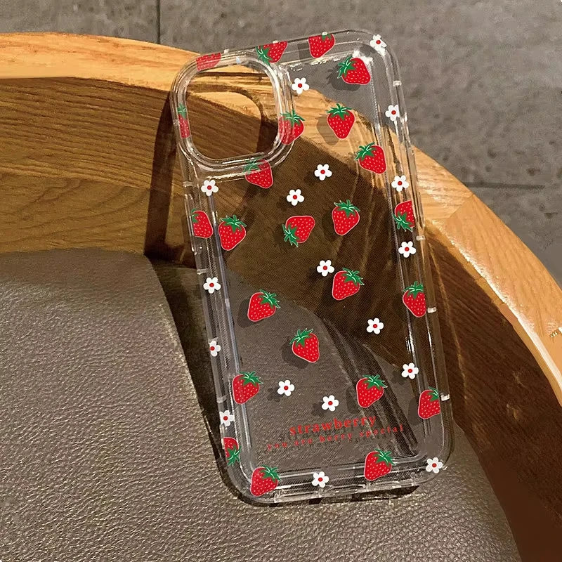 Transparent Fruit Soft Clear Phone Case For iPhone 11 15 13 17 12 14 16 Pro Max 7 8 Plus X XR XS SE 2020 3 TPU Shockproof Cover