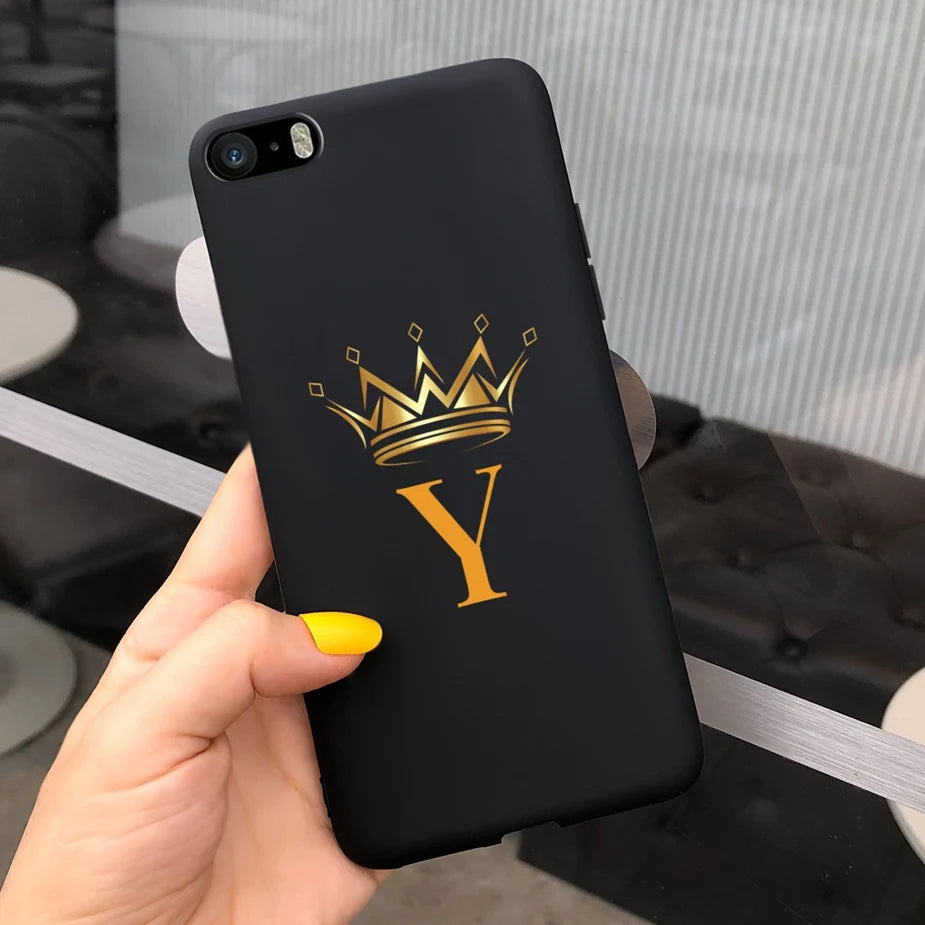 For iPhone 5 5s SE Case Cute Crown Letters Cover Soft Silicone Phone Case For iPhone SE 2020 2022 iPhone5 iPhoneSE Fundas Bumper