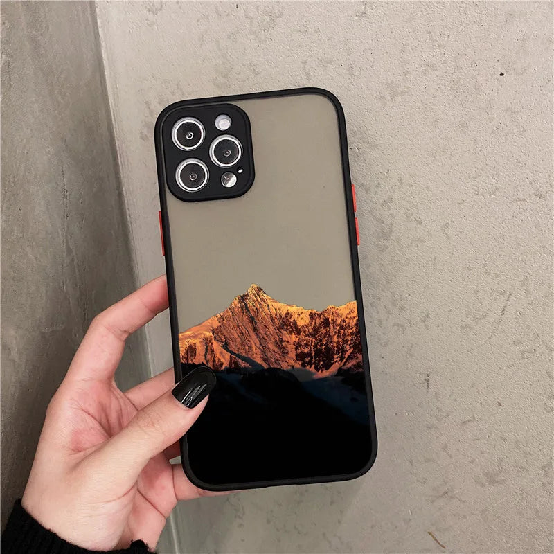 Snow Mountain Phone Case for iPhone 7 8 Plus SE2 X XR XS MAX 12 13 14 15 mini 11 Pro Max Matte Back Shockproof Covers Fundas