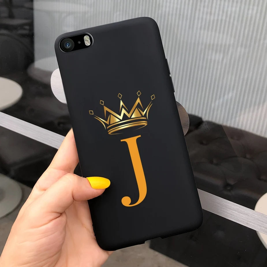 For iPhone 5 5s SE Case Cute Crown Letters Cover Soft Silicone Phone Case For iPhone SE 2020 2022 iPhone5 iPhoneSE Fundas Bumper