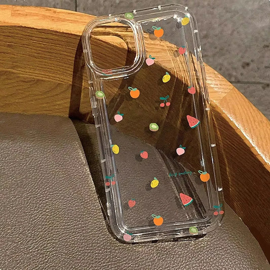 Transparent Fruit Soft Clear Phone Case For iPhone 11 15 13 17 12 14 16 Pro Max 7 8 Plus X XR XS SE 2020 3 TPU Shockproof Cover