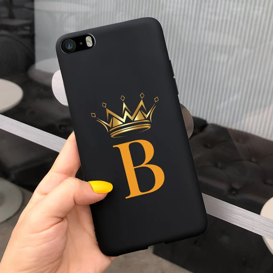 For iPhone 5 5s SE Case Cute Crown Letters Cover Soft Silicone Phone Case For iPhone SE 2020 2022 iPhone5 iPhoneSE Fundas Bumper