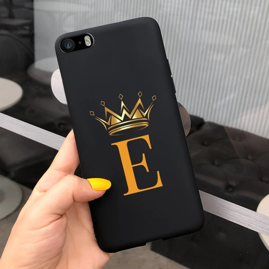 For iPhone 5 5s SE Case Cute Crown Letters Cover Soft Silicone Phone Case For iPhone SE 2020 2022 iPhone5 iPhoneSE Fundas Bumper