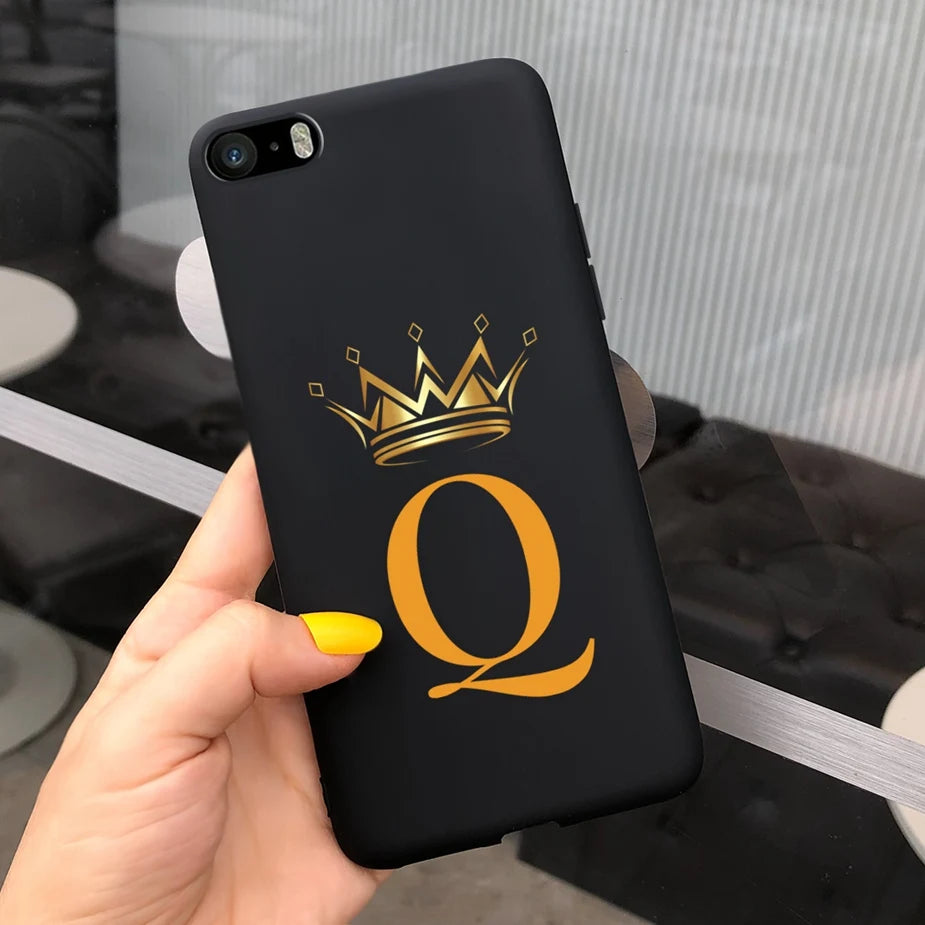 For iPhone 5 5s SE Case Cute Crown Letters Cover Soft Silicone Phone Case For iPhone SE 2020 2022 iPhone5 iPhoneSE Fundas Bumper