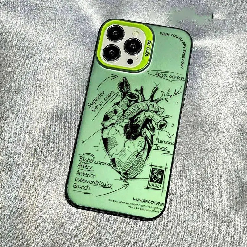 Heart Analysis Trend Phone Case for OPPO A16 A17 A18 A31 A37 A38 A55 A57 A58 A74 A76 A78 A94 A98 4G 5G Matte Shockproof Cover