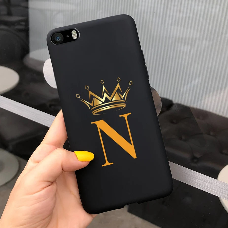 For iPhone 5 5s SE Case Cute Crown Letters Cover Soft Silicone Phone Case For iPhone SE 2020 2022 iPhone5 iPhoneSE Fundas Bumper
