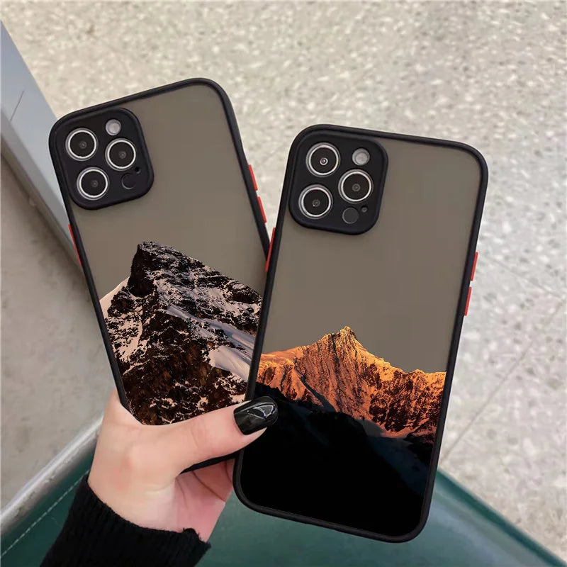 Snow Mountain Phone Case for iPhone 7 8 Plus SE2 X XR XS MAX 12 13 14 15 mini 11 Pro Max Matte Back Shockproof Covers Fundas