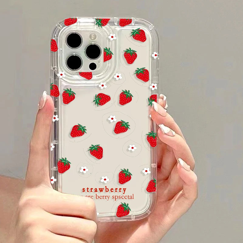 Transparent Fruit Soft Clear Phone Case For iPhone 11 15 13 17 12 14 16 Pro Max 7 8 Plus X XR XS SE 2020 3 TPU Shockproof Cover