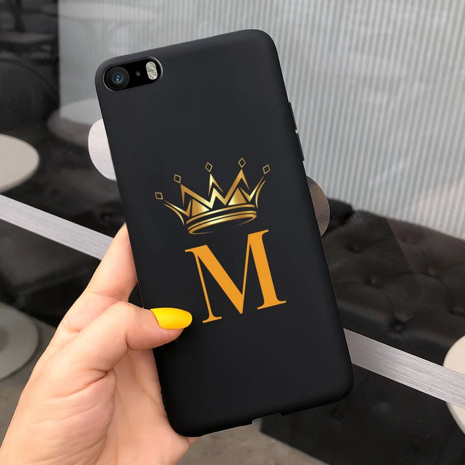 For iPhone 5 5s SE Case Cute Crown Letters Cover Soft Silicone Phone Case For iPhone SE 2020 2022 iPhone5 iPhoneSE Fundas Bumper