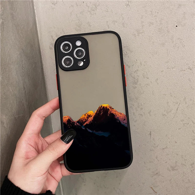Snow Mountain Phone Case for iPhone 7 8 Plus SE2 X XR XS MAX 12 13 14 15 mini 11 Pro Max Matte Back Shockproof Covers Fundas