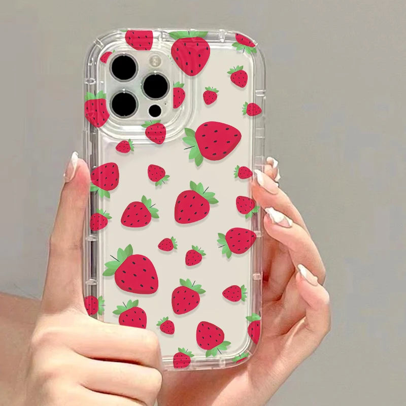 Transparent Fruit Soft Clear Phone Case For iPhone 11 15 13 17 12 14 16 Pro Max 7 8 Plus X XR XS SE 2020 3 TPU Shockproof Cover