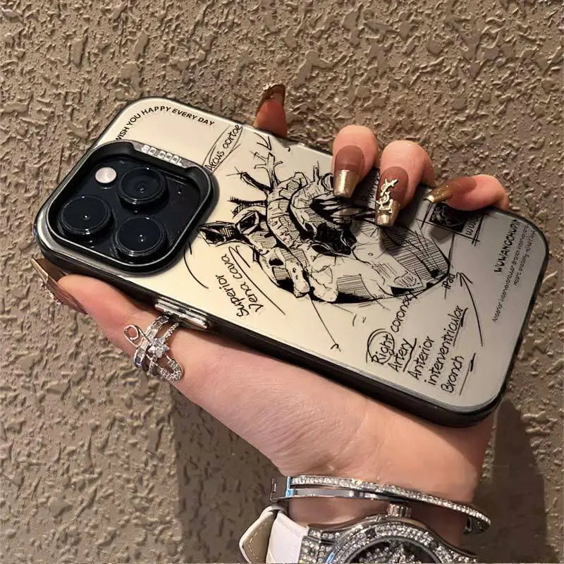 Heart Analysis Trend Phone Case for OPPO A16 A17 A18 A31 A37 A38 A55 A57 A58 A74 A76 A78 A94 A98 4G 5G Matte Shockproof Cover
