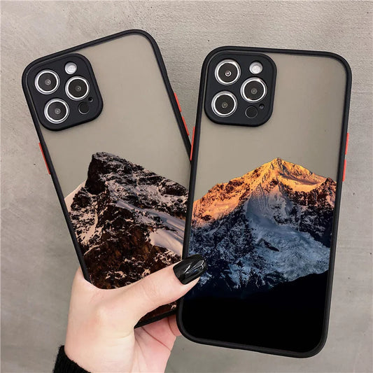 Snow Mountain Phone Case for iPhone 7 8 Plus SE2 X XR XS MAX 12 13 14 15 mini 11 Pro Max Matte Back Shockproof Covers Fundas