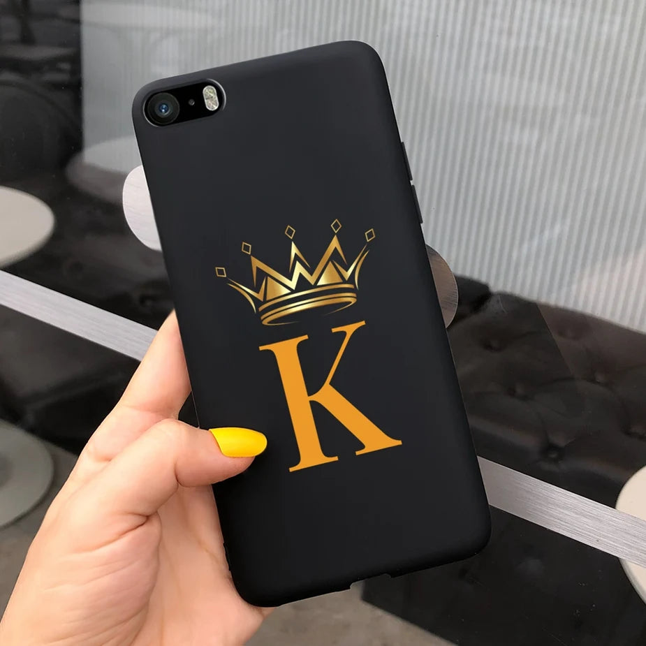 For iPhone 5 5s SE Case Cute Crown Letters Cover Soft Silicone Phone Case For iPhone SE 2020 2022 iPhone5 iPhoneSE Fundas Bumper