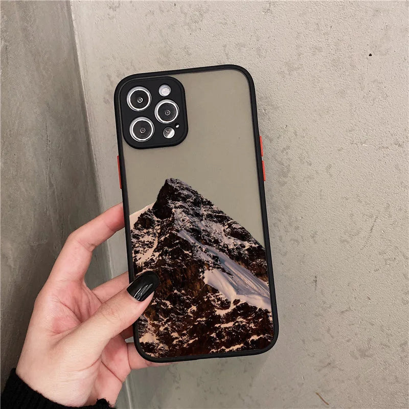 Snow Mountain Phone Case for iPhone 7 8 Plus SE2 X XR XS MAX 12 13 14 15 mini 11 Pro Max Matte Back Shockproof Covers Fundas
