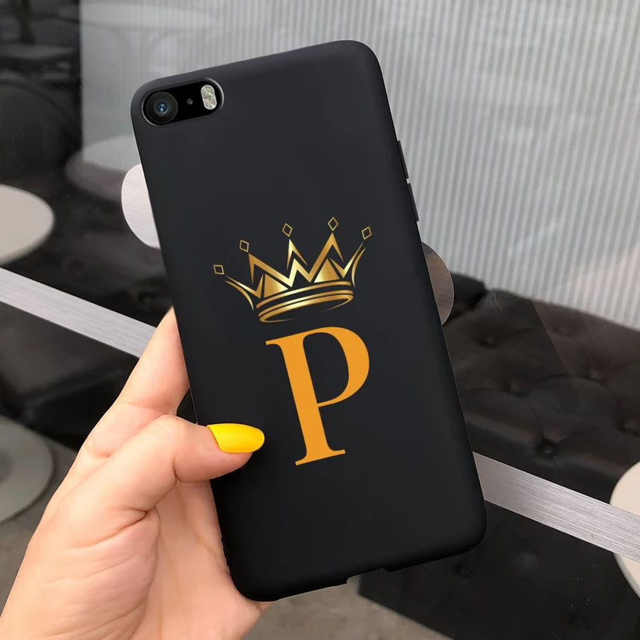 For iPhone 5 5s SE Case Cute Crown Letters Cover Soft Silicone Phone Case For iPhone SE 2020 2022 iPhone5 iPhoneSE Fundas Bumper