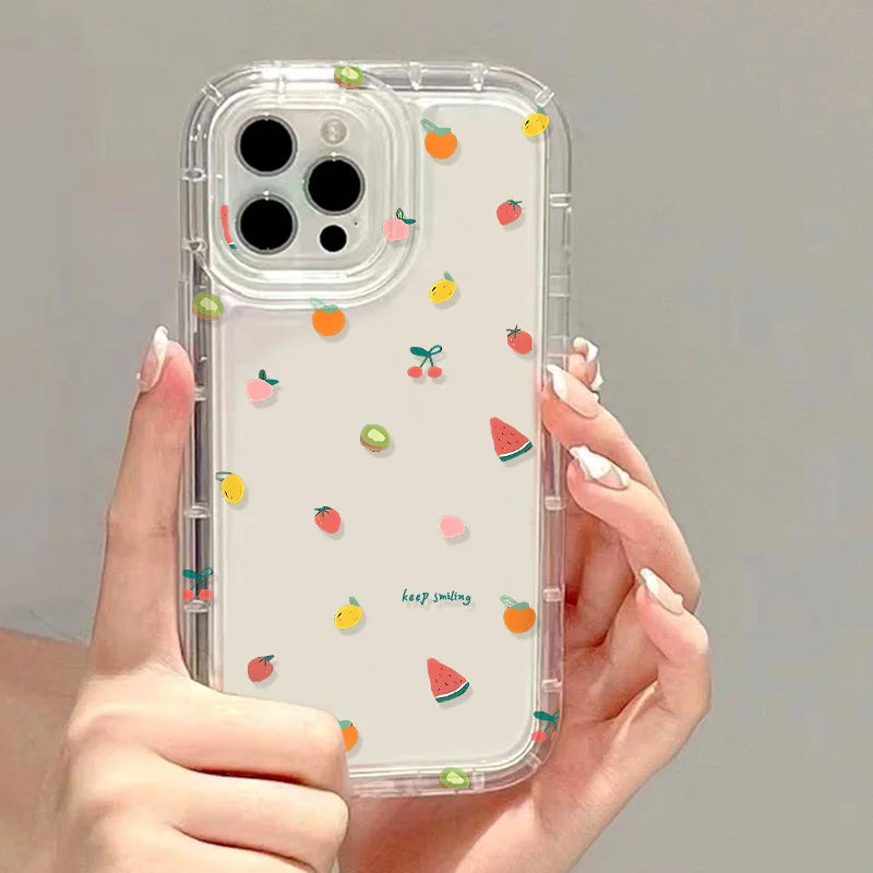 Transparent Fruit Soft Clear Phone Case For iPhone 11 15 13 17 12 14 16 Pro Max 7 8 Plus X XR XS SE 2020 3 TPU Shockproof Cover