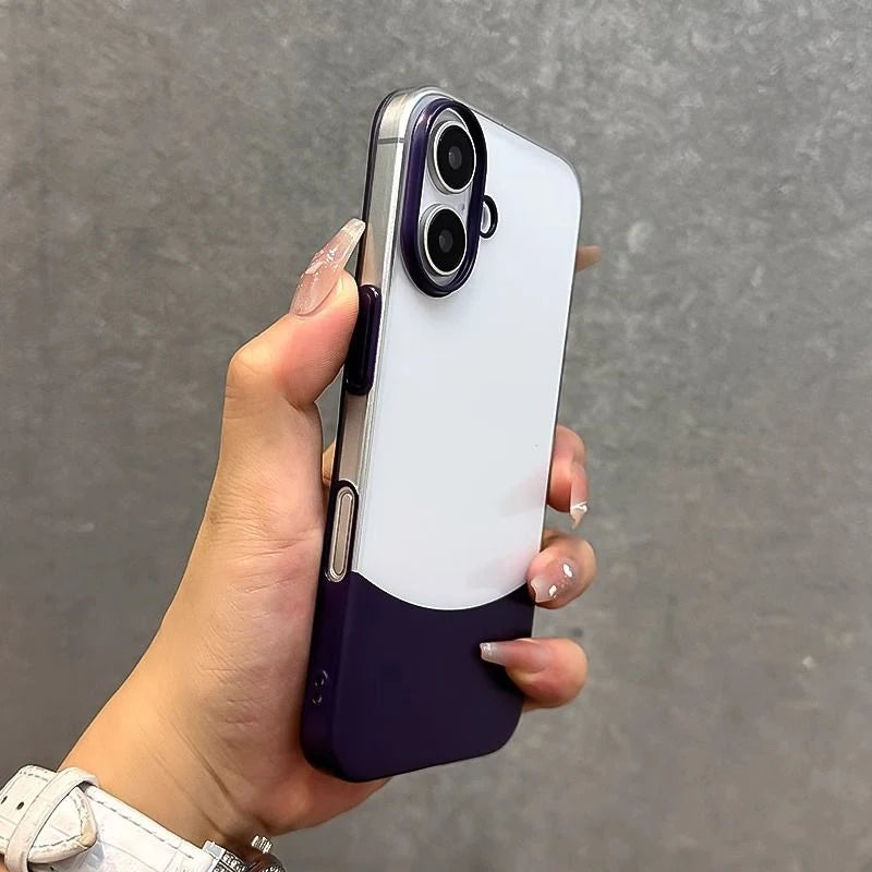 Transparent Hit Color 2 in 1 Phone Case for iPhone Simple New Models Shockproof Clear Hard PC Cover 16 Pro 15pro max 15 14 13 12