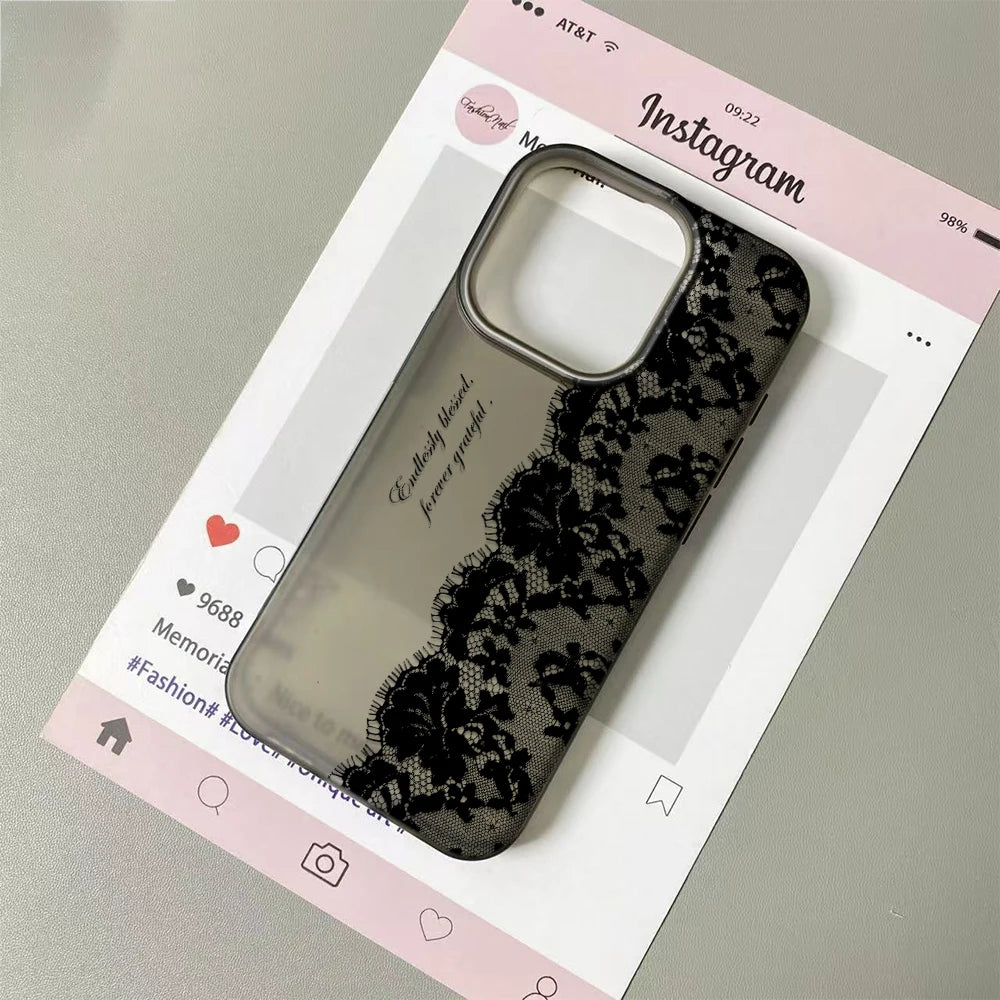 Letter Black Lace iPhone Case