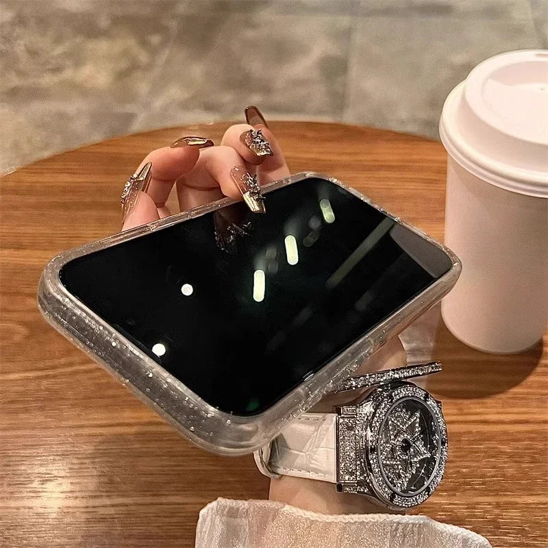 Luxury Glitter for Magsafe Magnetic Phone Case for iPhone 16 15 14 12 13 15 Pro Max Wireless Charging Clear Soft TPU Cover