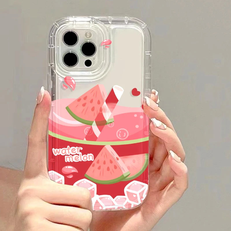 Transparent Fruit Soft Clear Phone Case For iPhone 11 15 13 17 12 14 16 Pro Max 7 8 Plus X XR XS SE 2020 3 TPU Shockproof Cover